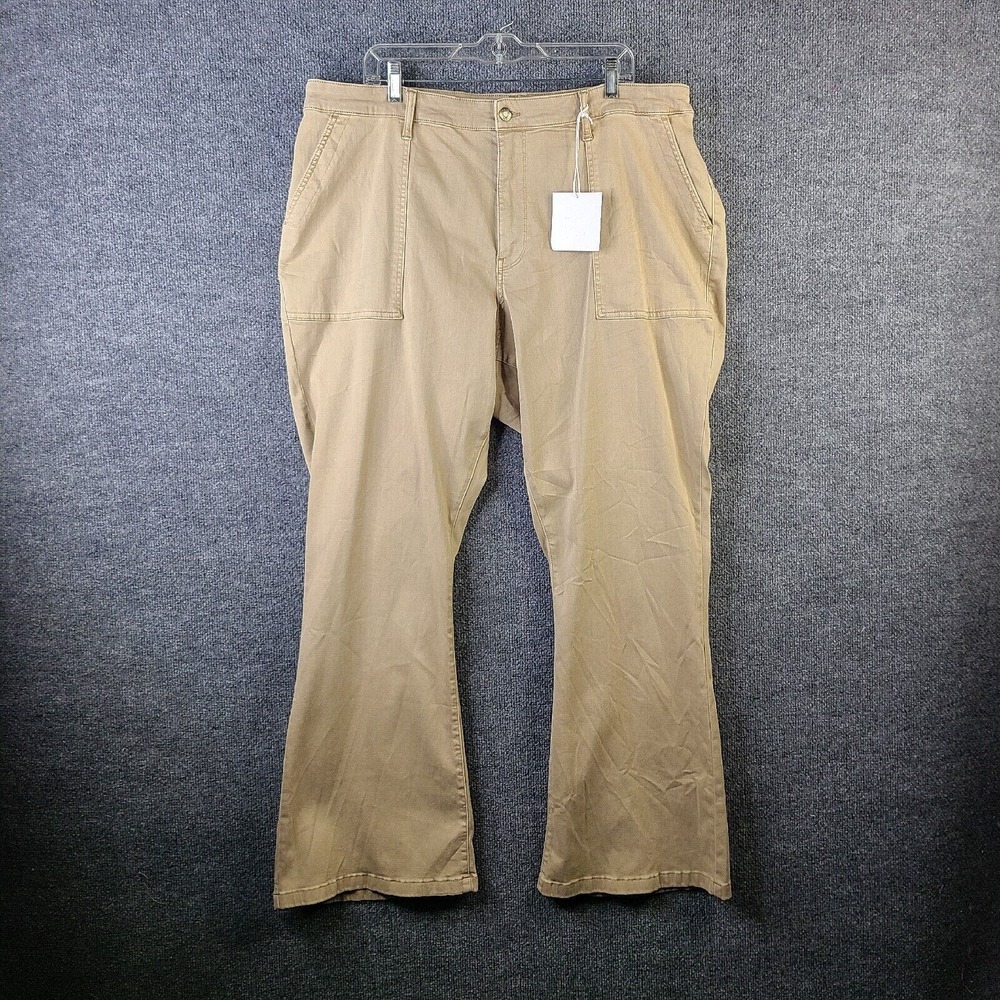 Pistola Jeans Womens 22W Tan Wide Leg High Rise Tan Safari Stretch NWT